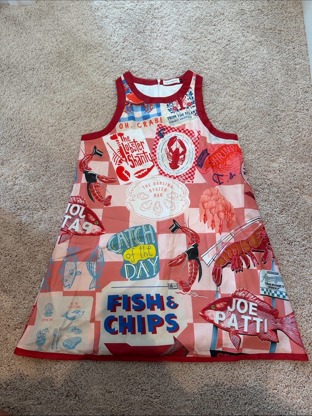 Women’s Sleeveless Maine Print Shift Dress - Red Pink